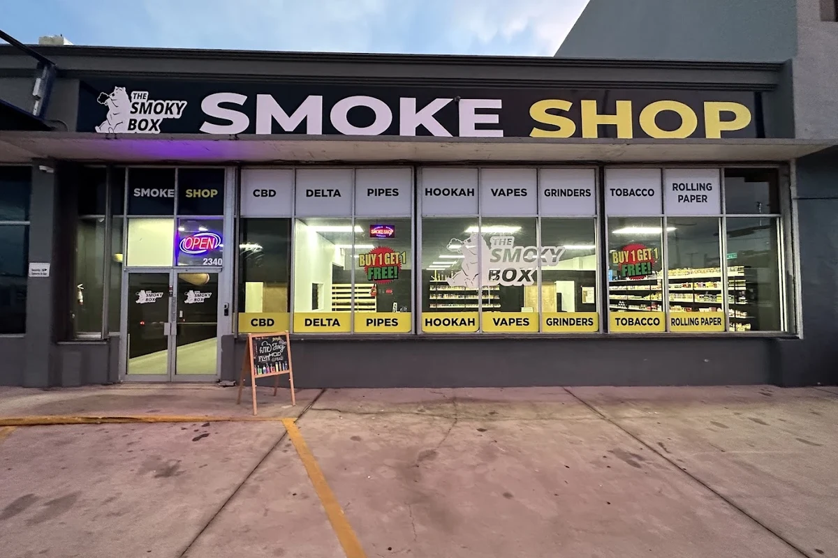 Inside The Smoky Box showroom at 2340 NW 27th Ave in Miami